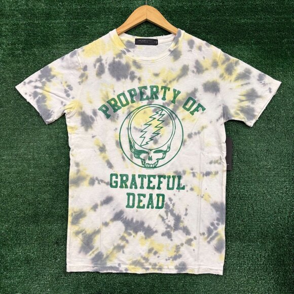 Grateful Dead tie-dye T-shirt in white, yellow, and gray. Size XS - Picture 1 of 4